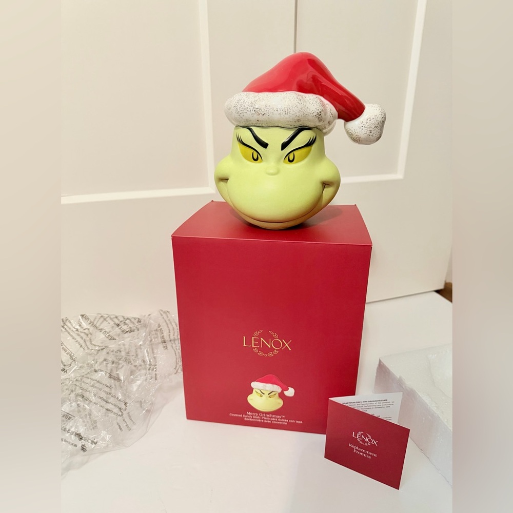 NEW Lenox Grinch covered candy dish holiday Christmas decoration whoville max